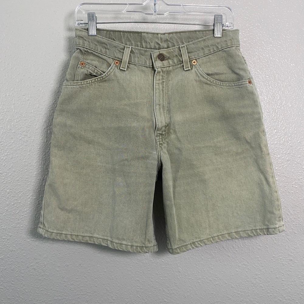 Vintage Levi's 950 Relaxed Fit Orange Tab Denim Jorts Size 9 90s VTG Retro Green